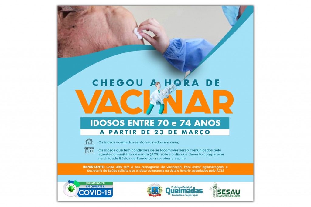Covid-19: SESAU inicia vacinação para idosos de 70 a 74 anos