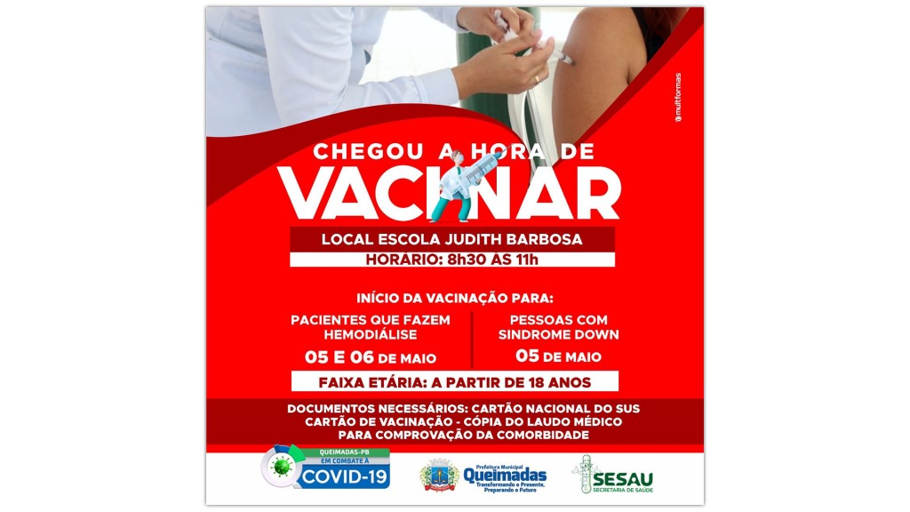 Secretaria de Saúde inicia vacinação para pessoas com síndrome de Down e pacientes de hemodiálise