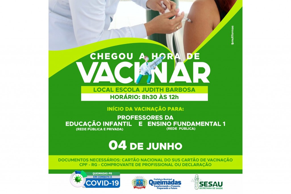 SESAU divulga início da vacinação dos professores da educação infantil e ensino fundamental I