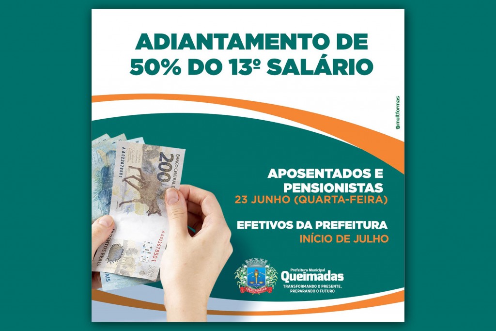 Prefeitura de Queimadas informa sobre pagamento da 1ª parcela do décimo terceiro para servidores efetivos e aposentados