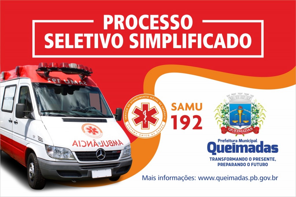 Prefeitura de Queimadas lança novo processo seletivo simplificado para contratação de médicos do SAMU