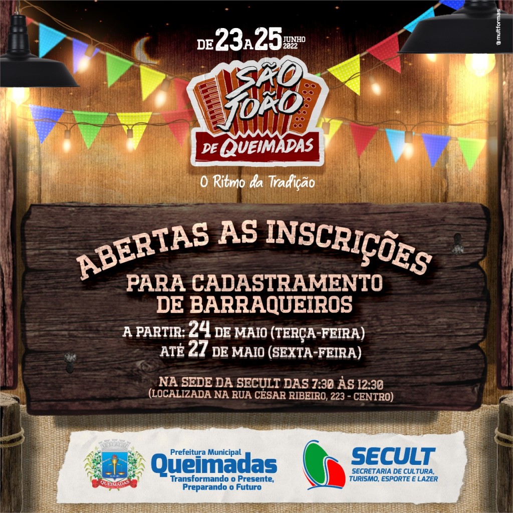 Prefeitura de Queimadas inicia cadastramento de barraqueiros para a festa de São João