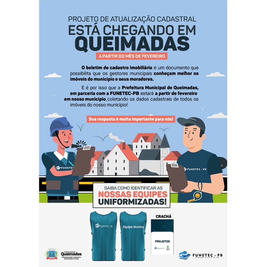 Prefeitura de Queimadas promove projeto de atualização cadastral dos imóveis do município